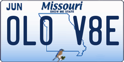 MO license plate OL0V8E