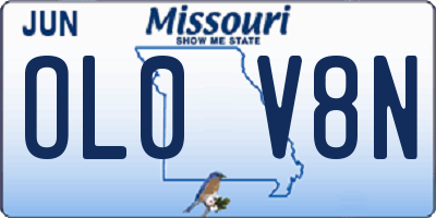 MO license plate OL0V8N