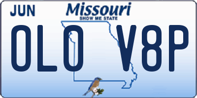 MO license plate OL0V8P