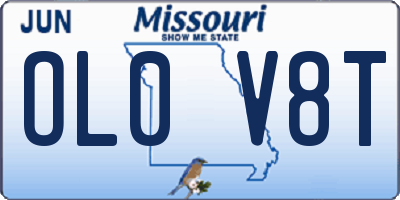 MO license plate OL0V8T