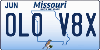 MO license plate OL0V8X