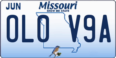 MO license plate OL0V9A