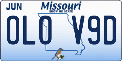 MO license plate OL0V9D