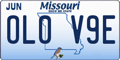 MO license plate OL0V9E