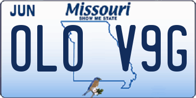 MO license plate OL0V9G