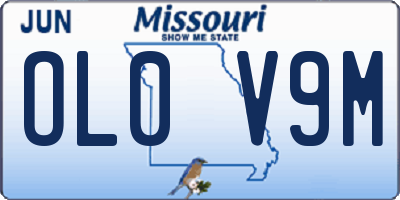 MO license plate OL0V9M