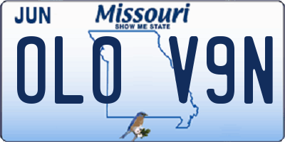 MO license plate OL0V9N