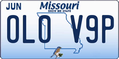 MO license plate OL0V9P