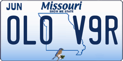 MO license plate OL0V9R