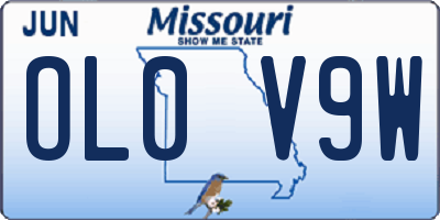 MO license plate OL0V9W