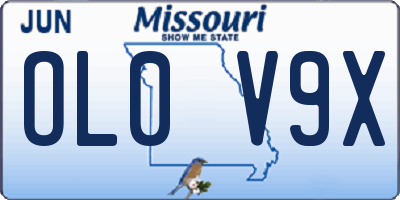 MO license plate OL0V9X