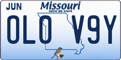 MO license plate OL0V9Y