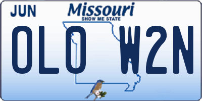 MO license plate OL0W2N