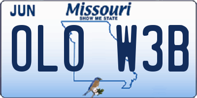 MO license plate OL0W3B