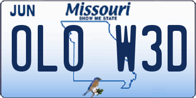 MO license plate OL0W3D
