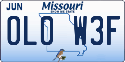 MO license plate OL0W3F