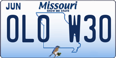 MO license plate OL0W3O