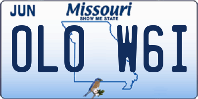MO license plate OL0W6I