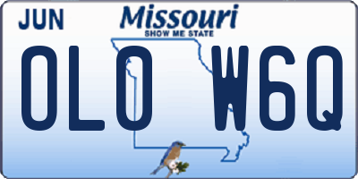 MO license plate OL0W6Q