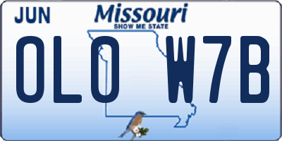 MO license plate OL0W7B