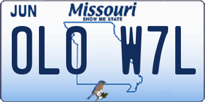 MO license plate OL0W7L