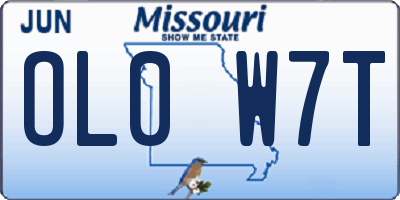 MO license plate OL0W7T