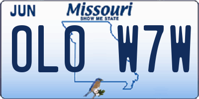 MO license plate OL0W7W