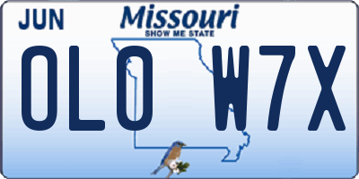 MO license plate OL0W7X