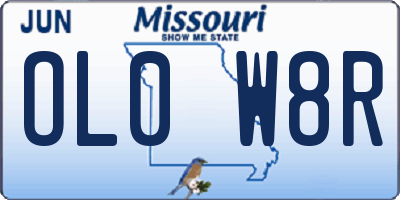 MO license plate OL0W8R
