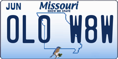 MO license plate OL0W8W