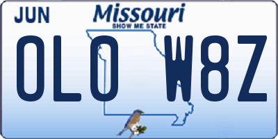 MO license plate OL0W8Z