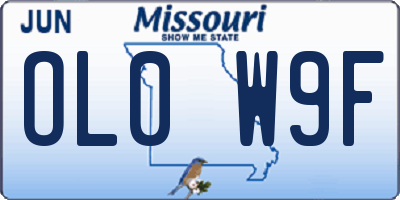 MO license plate OL0W9F
