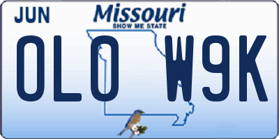 MO license plate OL0W9K
