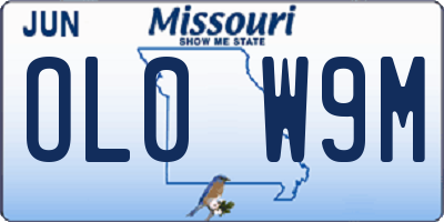 MO license plate OL0W9M
