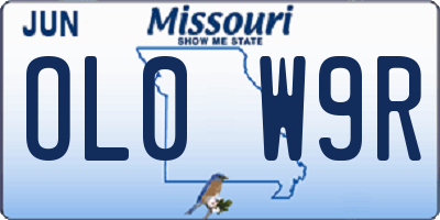 MO license plate OL0W9R