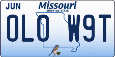 MO license plate OL0W9T