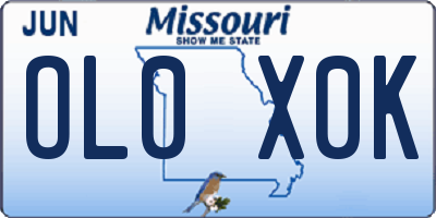 MO license plate OL0X0K