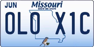 MO license plate OL0X1C