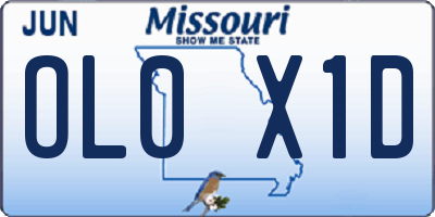 MO license plate OL0X1D