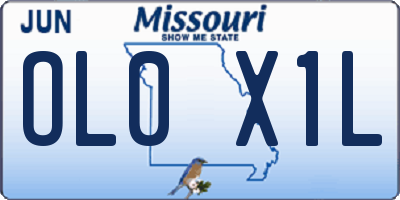 MO license plate OL0X1L