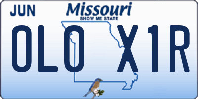 MO license plate OL0X1R