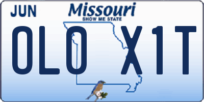 MO license plate OL0X1T