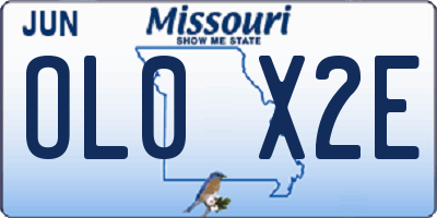 MO license plate OL0X2E