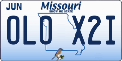 MO license plate OL0X2I