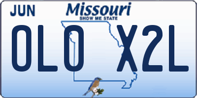 MO license plate OL0X2L