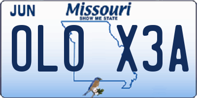 MO license plate OL0X3A