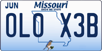MO license plate OL0X3B