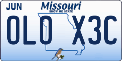 MO license plate OL0X3C