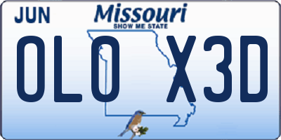 MO license plate OL0X3D