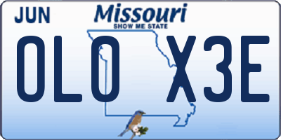 MO license plate OL0X3E